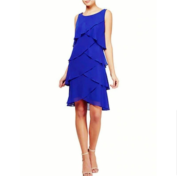 Dresses & Skirts - SLNY Royal Blue Tiered Chiffon A-lined Dress NWT
